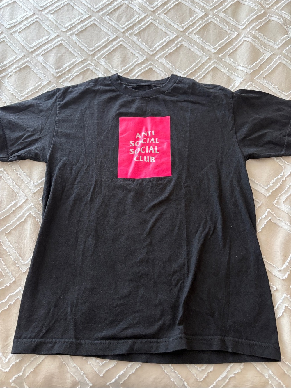 Anti Social Social Club Black T-Shirt with Hot Pink Box Logo